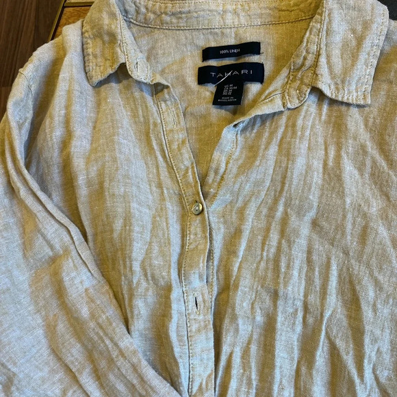 Tahari 100% linen long sleeve tunic excellent condition - Picture 3 of 10